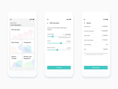 EMI Calculator by Appnote android app appnote calculator clean emi flow loan mobile slider white