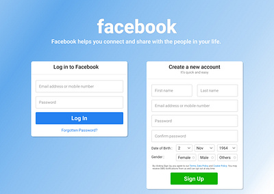 Facebook landing page design dribbbledesign facebook facebooklogin facebookpage graphic design landingpage login revamp signup signuppage socialmedia ui userexperience userinterface ux web webdesign webdevelopment websitedesign