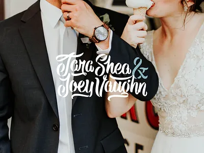 The Carty Party custom script hand lettering wedding invitation