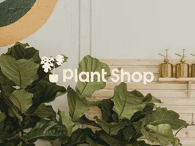 Plant Shop hand lettering logo plant shop plants