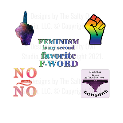 Feminist sentiments design elements feminism feminist graphic design hand drawn icons illustration logo stickers