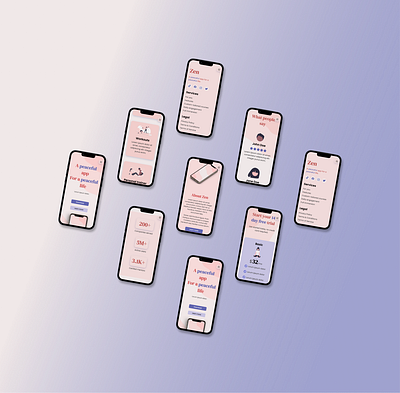 Zen ~ phones about page beauty css design features page figma html iphone landing page mockup pink testimonial page ui website wellness zen