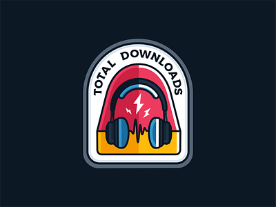 Total Downloads achivement badge branding design headphones icon icon set iconography illustration listen logo mark music platform podcast stream streaming symbol typography vector