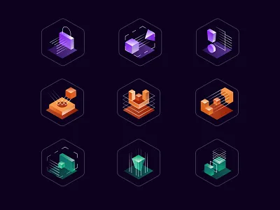 Movement Security Icons clean dark dark mode design system features flat geometric icons isometric package secrets set simple suite ui ui components use cases ux