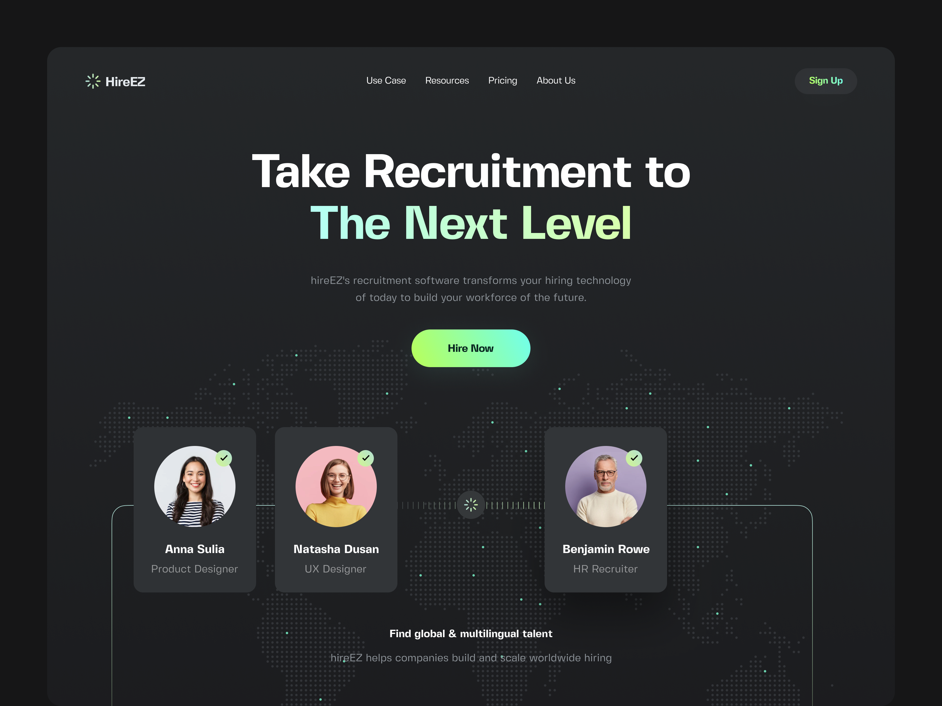 Example of HireEZ ⌁ Website Redesign Concept