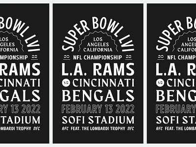Super Bowl LVI bengals branding design football graphic design illustration logo losangeles poster rams superbowl type vintage