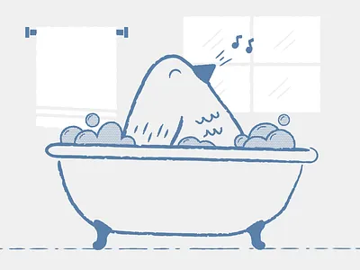 Bird Bath bird color illustration minimal risograph typography vector