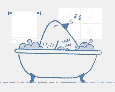 Bird Bath bird color illustration minimal risograph typography vector