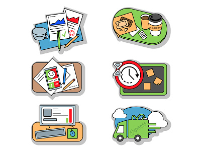 Office work illustration 2d design flat graphic design icon illustration office vector work