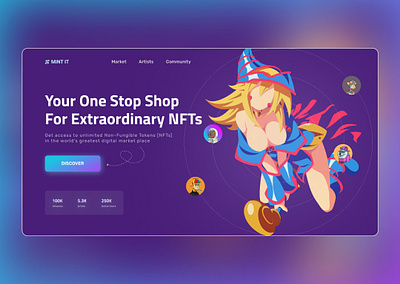 NFT Marketplace design illustration typography ui vector