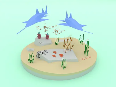 Underwather Lowpoly 3d graphic design vector