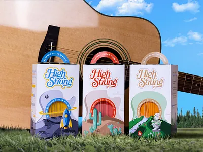 High Strung branding clean colorful design guitar illustration logo package package design typography vector