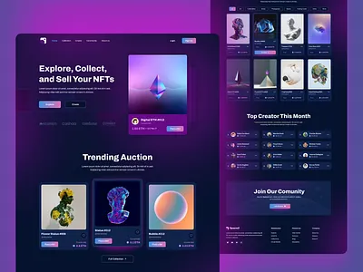SpaceZ - NFT Landing Page Exploration blockchain clean crypto cryptoart currency darkmode design ethereum exchange figma landing page market minimal nft nft product ohaio token trading ui ux