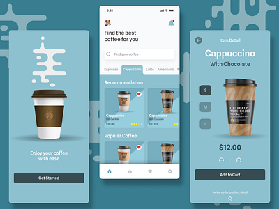 Coffee Shop App app coffe design figma motion graphics ui ux