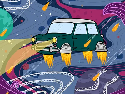 Car Space animation graphic design illustration mini space