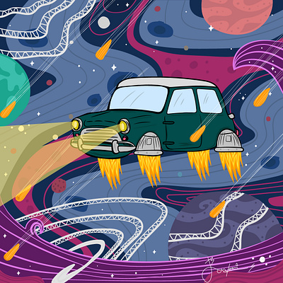 Car Space animation graphic design illustration mini space