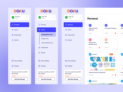 [Doku] PDF Web App Sidebar design documents navigation orange pdf pdf editor purple sidebar ui webapp