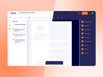 [Doku] PDF Web App PDF Editor annotate dark mode design documents light mode orange pdf editor purple ui webapp