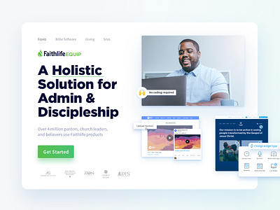 Faithlife — Site Design Refresh card christ church component design design system feature icon jesus landing ministry product product design sermon soft web web design