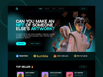 NFT Marketplace - Landing Page Design blockchain clean crypto cryptocurrency dark design homepage landing page landingpage marketplace minimal nft nfts token ui ui design ux web web design website