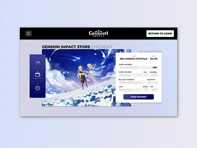 Daily UI #2: Genshin Impact In-Game Credit Card Checkout daily ui dailyui design genshin impact graphic design screen ui ui design video game video games