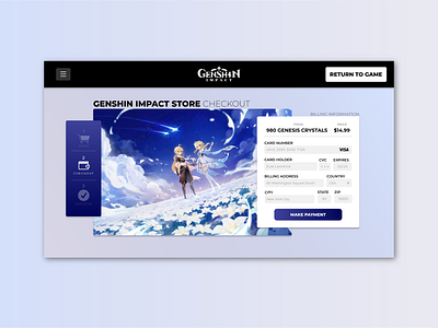 Daily UI #2: Genshin Impact In-Game Credit Card Checkout daily ui dailyui design genshin impact graphic design screen ui ui design video game video games