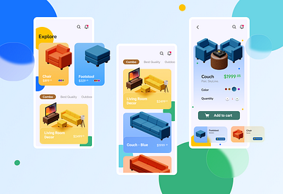 Furniture App UI Design 3d animation app design app ui app ui design appui design flutter illustration ui ux