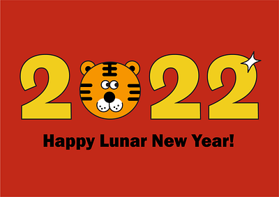 2022 The Year of The Tiger 2022 animal branding chinese chracter design doodle flat graphic design graphics holiday card illustration illustrator joy kids minimal new year red tiger vector