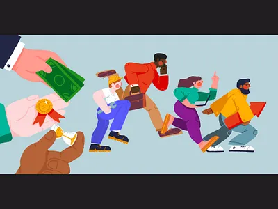 The Great Resignation career character generation illustration job jobs man progression resignation woman work