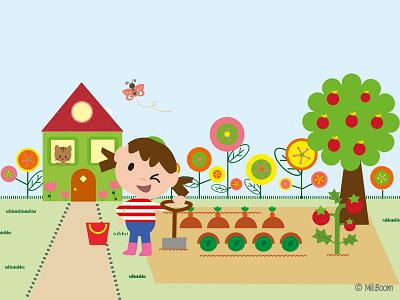 In my vegetal garden child illustration picto vector