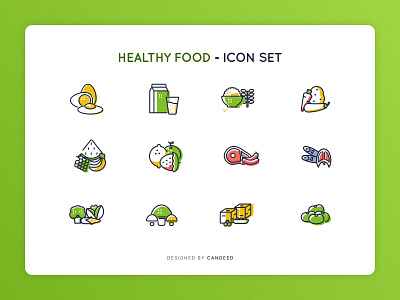 Healthy Food - Icon Set design design icon food graphic design icon illustration logo organic ui vector vegetarian