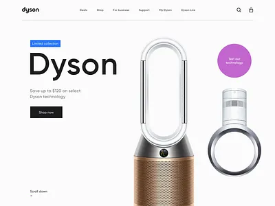 Dyson - Concept for Web Site and Mobile App animation clean dyson dyson design minimal mobile app motion redesign ui ui design ui ux ux web web design web ui