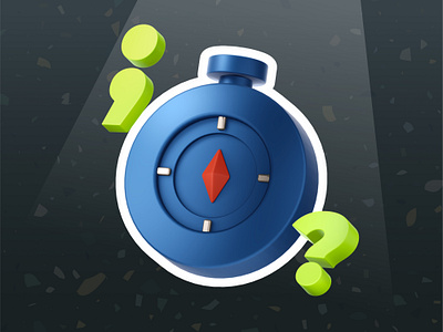 3d illustration compass timer for student school office metal