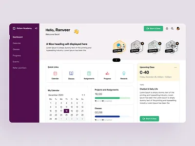 Student Dashboard 999watt dashboard design studio india e leaning student teacher ui user inter