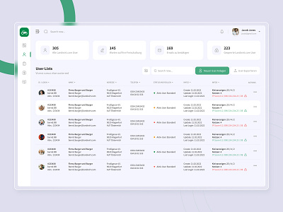 User-List Page Design clean design dashboard design eye catching minimal new trend table design ui user experience user interface user list ux ux design
