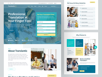 Translantic - Translation Service Agency Website Template agency business company content content writer corporate design figma freelance landing page landingpage linguistics services template translation translation agency translation service ui writer writing