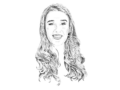 Portrait of a girl black and white girl illustration pointillism portrait