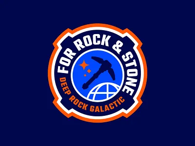 Deep Rock Galactic 1 badges branding deep rock galactic dwarf gaming logo design minimal mining outdoor badge pick axe pin video game wilderness badge