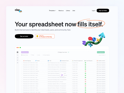 Clay ✨ clean data design integrations minimal modern nocode saas simple spreadsheet ui ux visual web webdesign