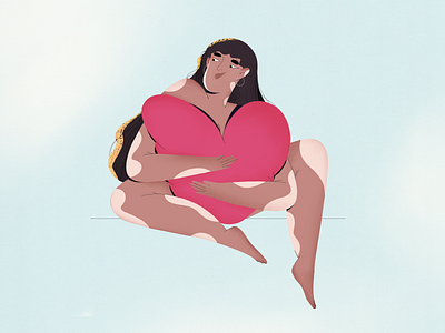 Happy Valentine's Day 2d character chara character character design design feel girl girlfriend graphic design happy valentines day heart illustration love procreate texture valentines day vitiligo