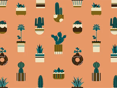 Cactus & Succulent Pattern cactus cactus succulent pattern illustration pattern succulent vector