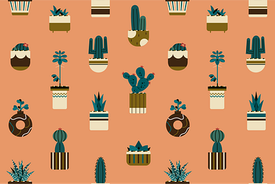 Cactus & Succulent Pattern cactus cactus succulent pattern illustration pattern succulent vector