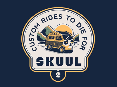🚐+💀 badge branding design doodle drawing illustration logo typography van vector