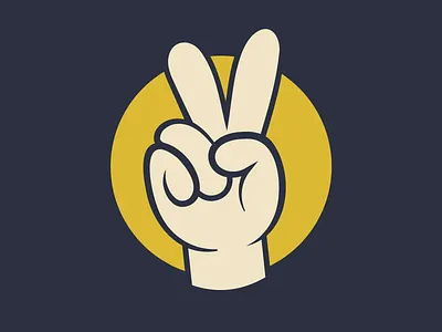 Peace 2 cartoon fingers hand peace sign language two