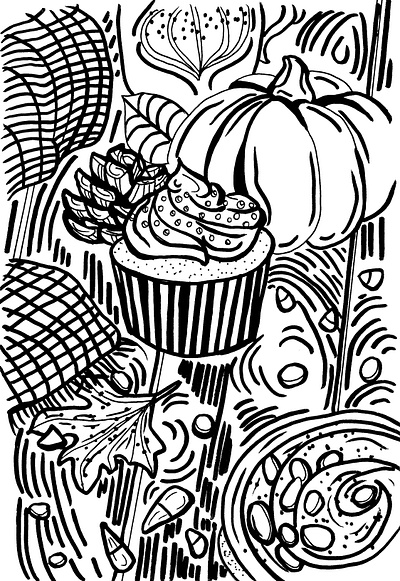 Cupcake food illustration halloween markers