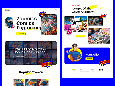 Zoomics - Comics And Anime Website 3d agency website animation anime anime website branding comic comics design games illustration landingpage logo manga manga website product ui vector