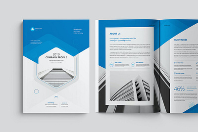 Company Profile abstract blue brochure business company company profile corporate design element graphic indesign template infographic portfolio profile shape template trend trendy web website