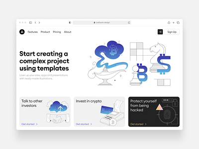 NEW 🚀 Cryptika illustrations application cash colorful craftwork design illustrations landing uxui vector web website