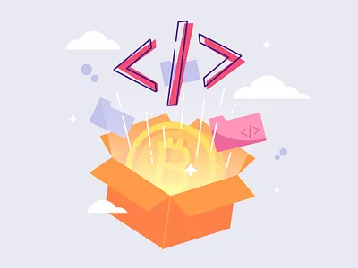 bitcoin is open-source bitcoin blockchain design flat illustration open source open source vector