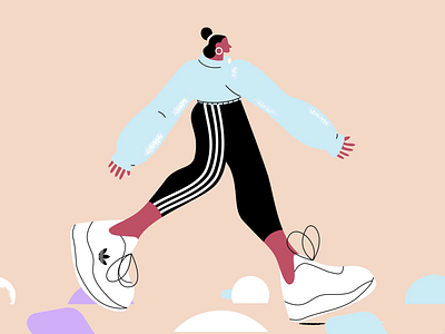 Going for a walk adidas animation breathing celanimation girl illustration walkcycle walking